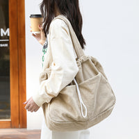 Ins Corduroy Shoulder Bags Drawstring Multi-pocket Handbag Women Underarm Bags - One Red Hill