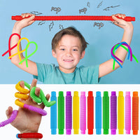Fidget Toys Plastic PopTube Coil Children'S Creative Magical ToysCircle Funny Toys Early Development Educational Folding Toy - One Red Hill