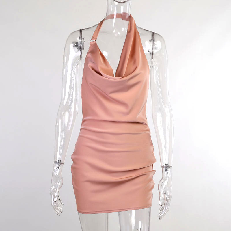 Neck Backless Mini Sleeveless Summer Party Dress