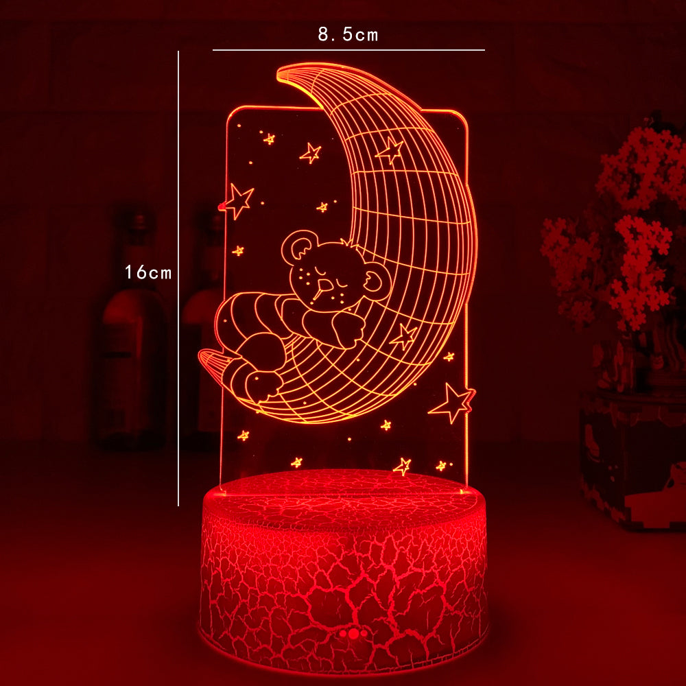 Remote Control Touch 3D LED Night Light - One Red Hill