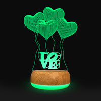 3D Lamp Wood Grain Bottom Glow Colorful Touch Remote Control - One Red Hill