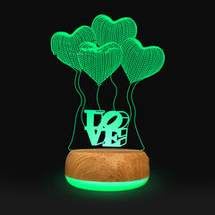 3D Lamp Wood Grain Bottom Glow Colorful Touch Remote Control - One Red Hill