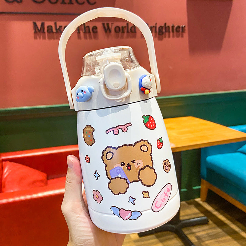 High-value Net Celebrity Large-capacity Big Belly Vacuum Flask Cute Cartoon