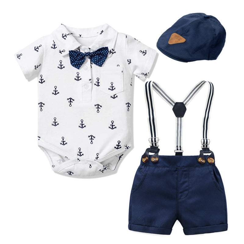 Baby Boy Printed Triangle Romper - One Red Hill