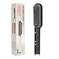 New 2 In 1 Hair Straightener Hot Comb Negative Ion Curling Tong Dual-purpose Electric Hair Brush - One Red Hill