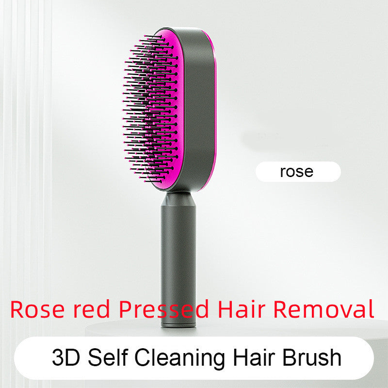 Self Cleaning Hair Brush For Women One-key Cleaning Hair Loss Airbag Massage Scalp Comb Anti-Static Hairbrush - One Red Hill