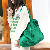 Ins Corduroy Shoulder Bags Drawstring Multi-pocket Handbag Women Underarm Bags - One Red Hill