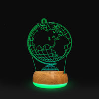 3D Lamp Wood Grain Bottom Glow Colorful Touch Remote Control - One Red Hill