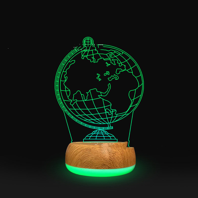 3D Lamp Wood Grain Bottom Glow Colorful Touch Remote Control - One Red Hill