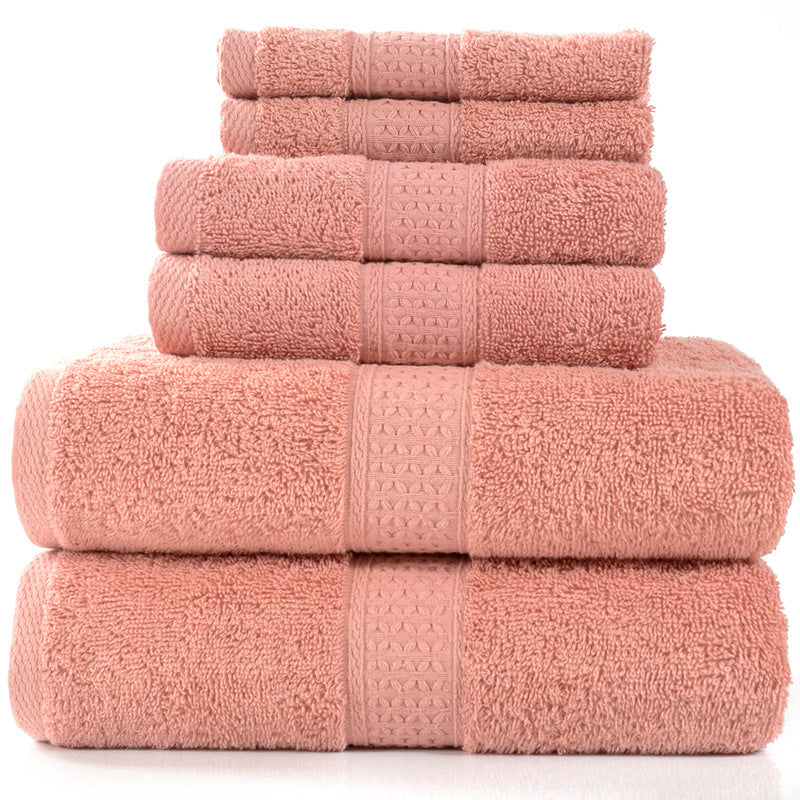 Home Simple Cotton Absorbent Towel Bath Towel 6-Piece Set - One Red Hill