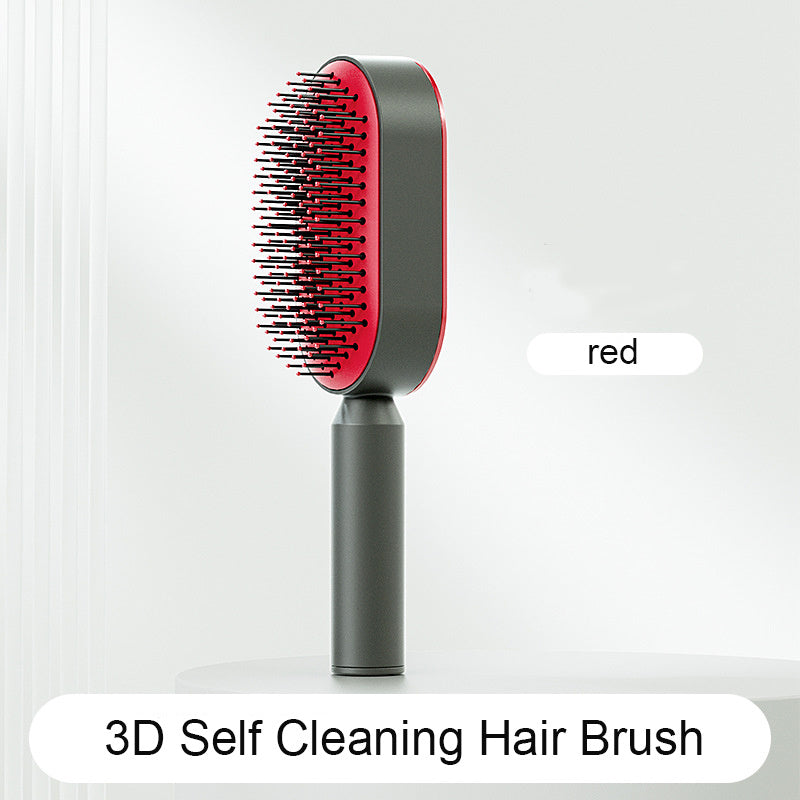 Self Cleaning Hair Brush For Women One-key Cleaning Hair Loss Airbag Massage Scalp Comb Anti-Static Hairbrush - One Red Hill