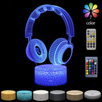 Creative 3d Small Night Lamp Desktop Decorative Lamp Headset 7 Color Changing Led Touch Remote Control Bedside Table Lamp - One Red Hill