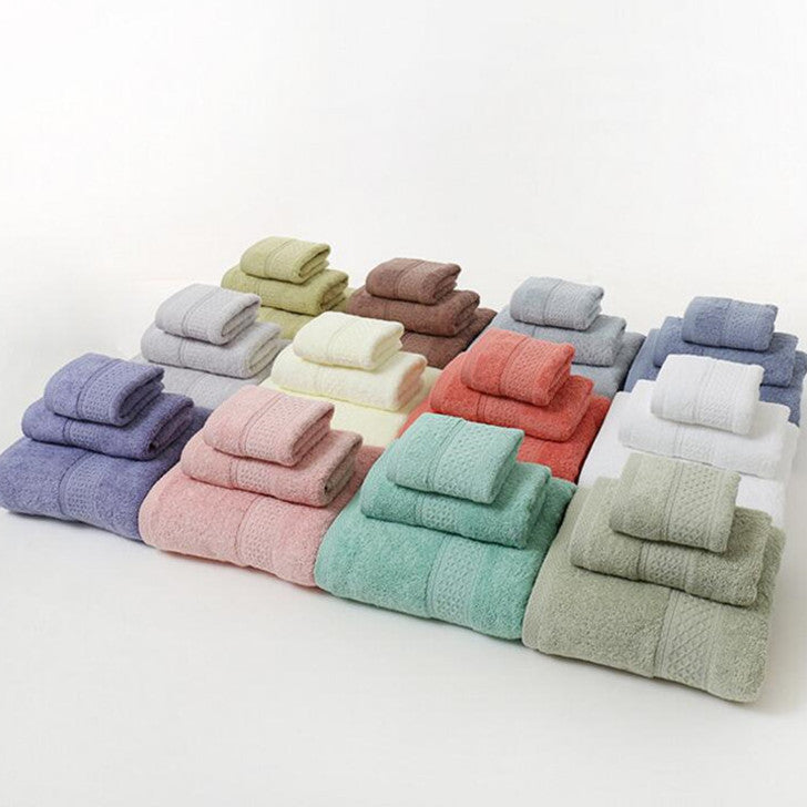 Pure Cotton Plain Broken Covers Long-staple Three-piece Suit Bath Towel - One Red Hill