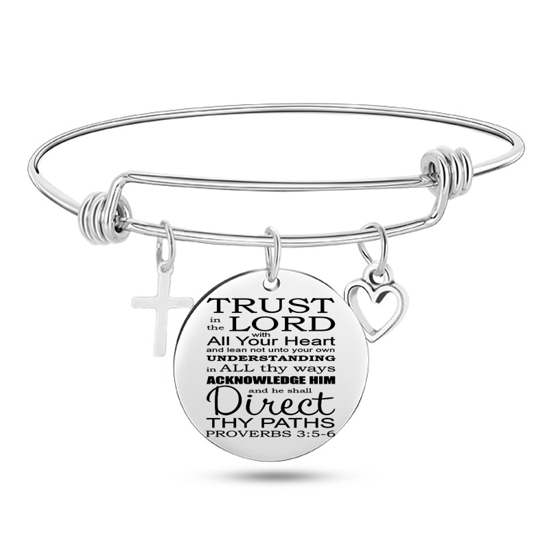 Jesus Christian Bible Scripture Stainless Steel Bangle Bracelet - One Red Hill