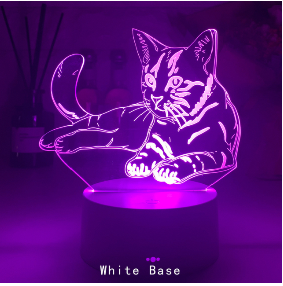 Cat Series 3D Desk Lamp USB Colorful Gradient Touch Remote Control Night Light