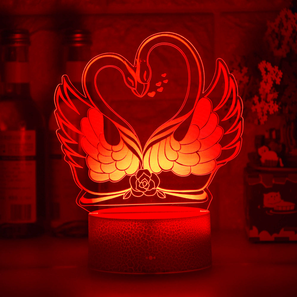 Colorful Touch Remote Control LED Swan-shaped Table Lamp - One Red Hill