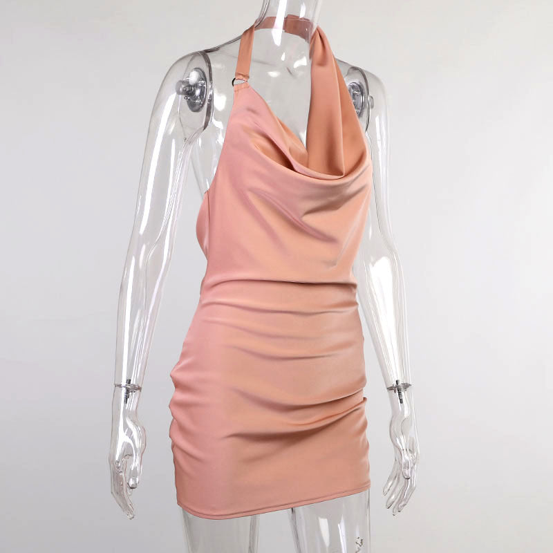 Neck Backless Mini Sleeveless Summer Party Dress