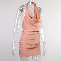 Neck Backless Mini Sleeveless Summer Party Dress