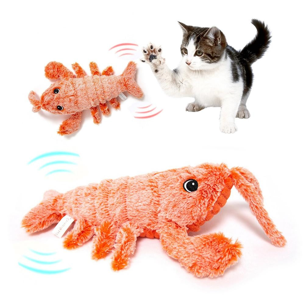 Pet Toys Electric Jumping Shrimp USB Charging Simulation Lobster Funny Cat Plush Pets Toy - One Red Hill
