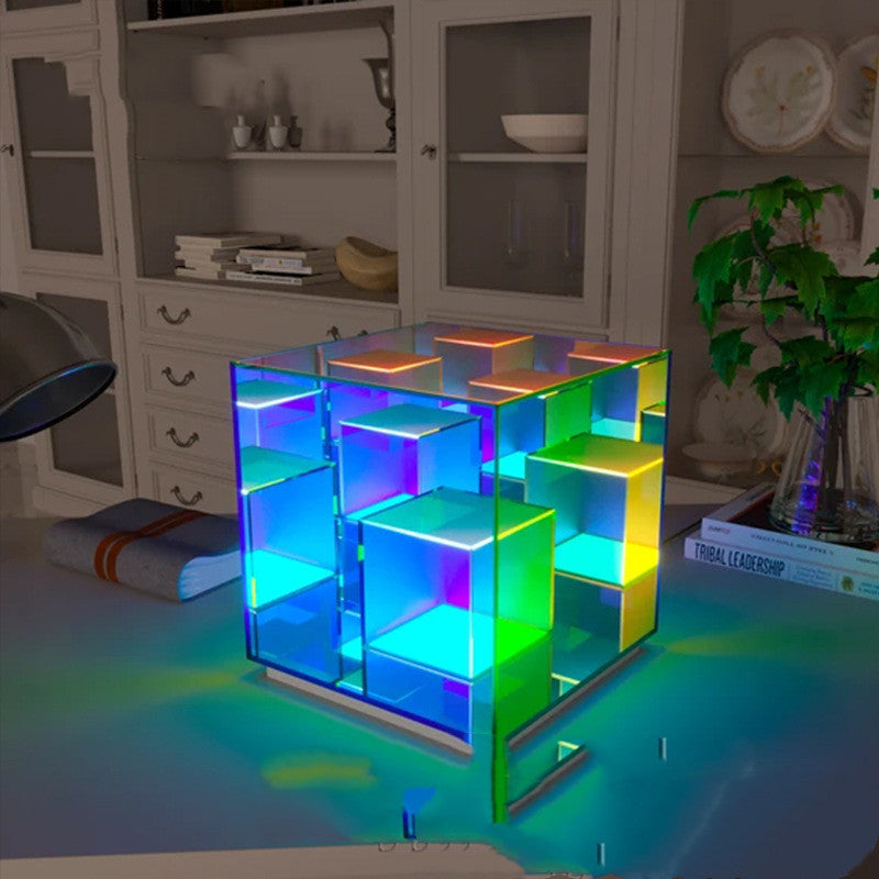 Acrylic Lamp Cube LED Color Table Lamp Cube Box - One Red Hill