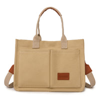 Casual Daily Canvas Tote Shoulder Bags Women Mommy Bag Large Capacity Messenger Multi Pocket Crossbody Chic Reusable Hand Bag - One Red Hill